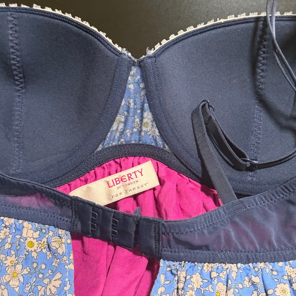 Liberty of London for Target Blue&Pink Floral Babydoll Top Lace detail size XL - Picture 13 of 15